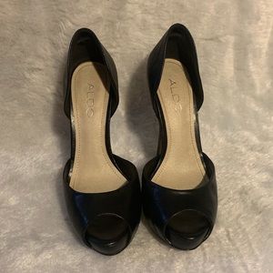 Aldo black peep toe heels